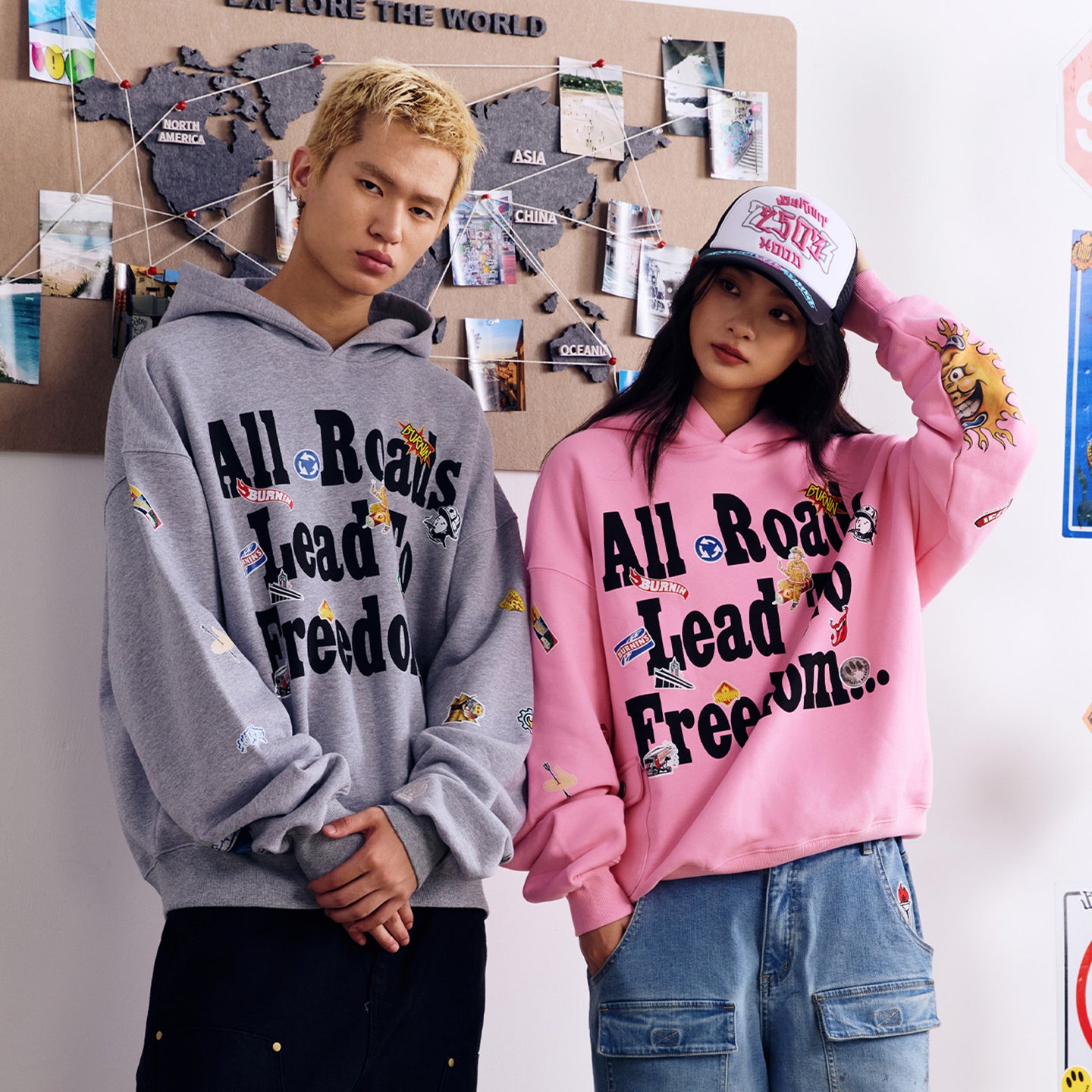 BURNIN* Realistic Sticker Slogan Hoodie - PSYLOS 1, BURNIN* Realistic Sticker Slogan Hoodie, Hoodie, Burnin, PSYLOS 1